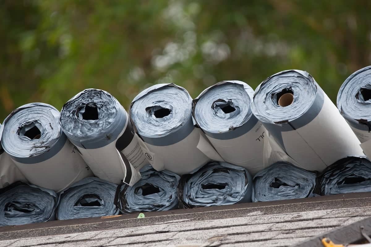 rolls of roof underlayment