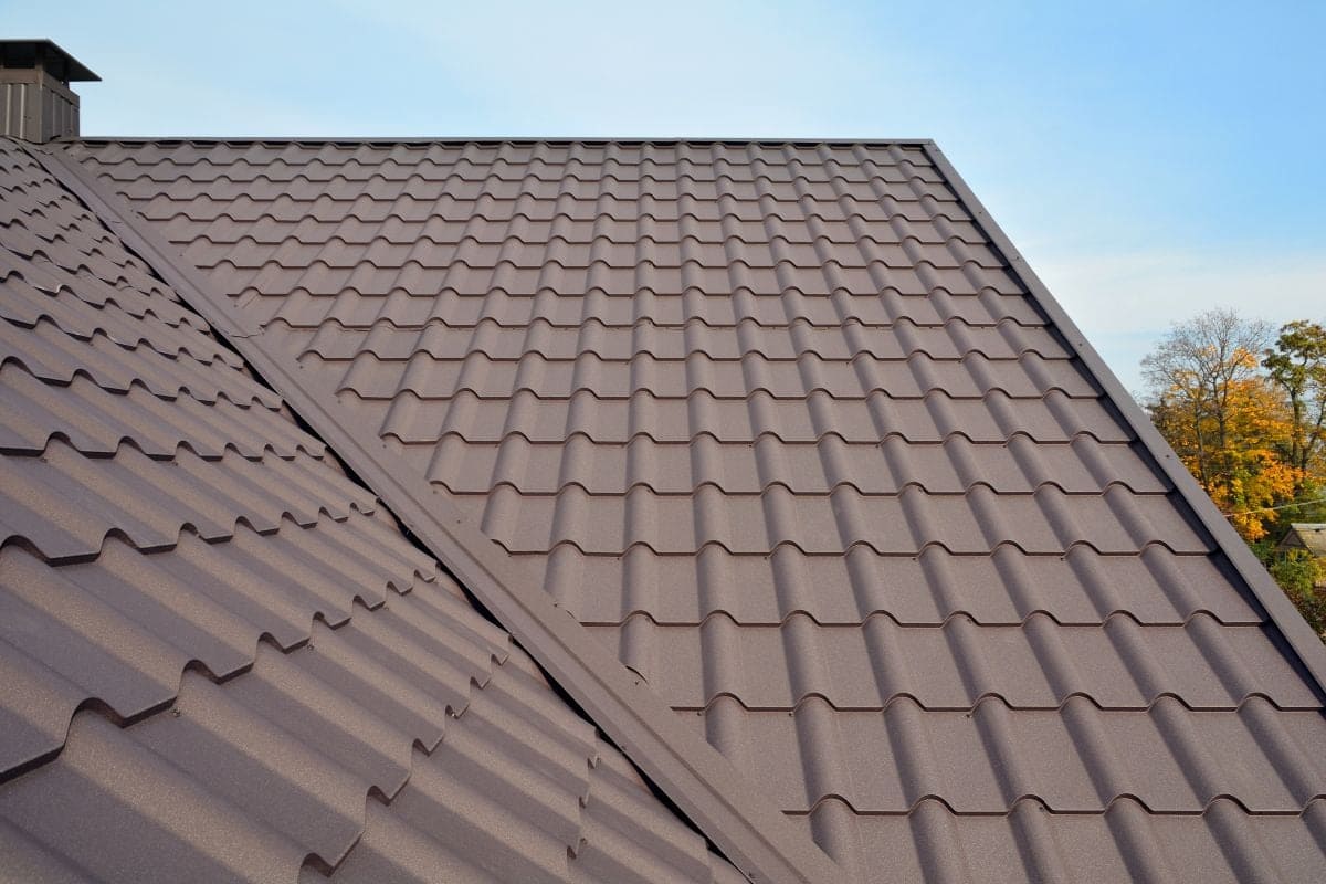 Brown metal tiles on a residential home