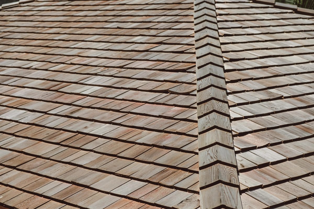 close up to cedar roofing background
