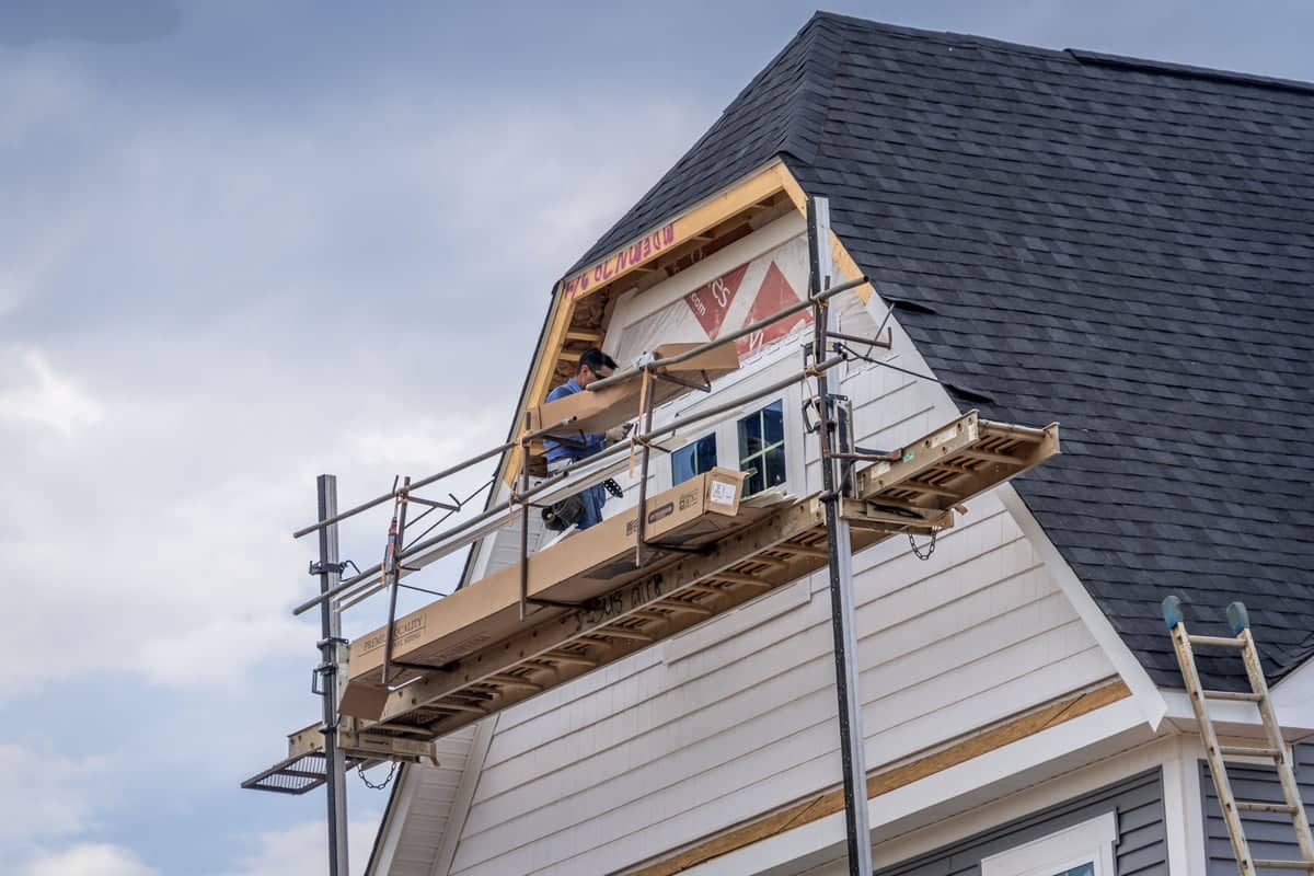 hardie siding installation going on
