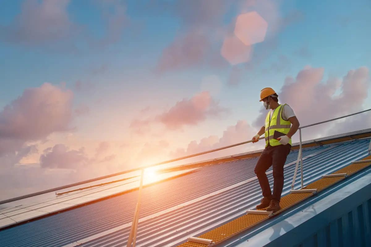 inspector on a commercial roof