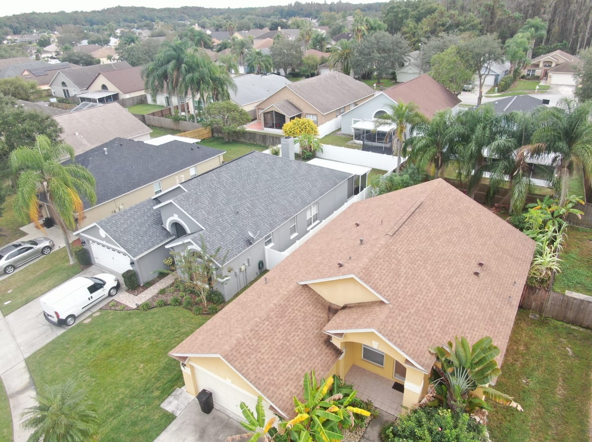 view of multiple roofs in a Valrico Neighborhood