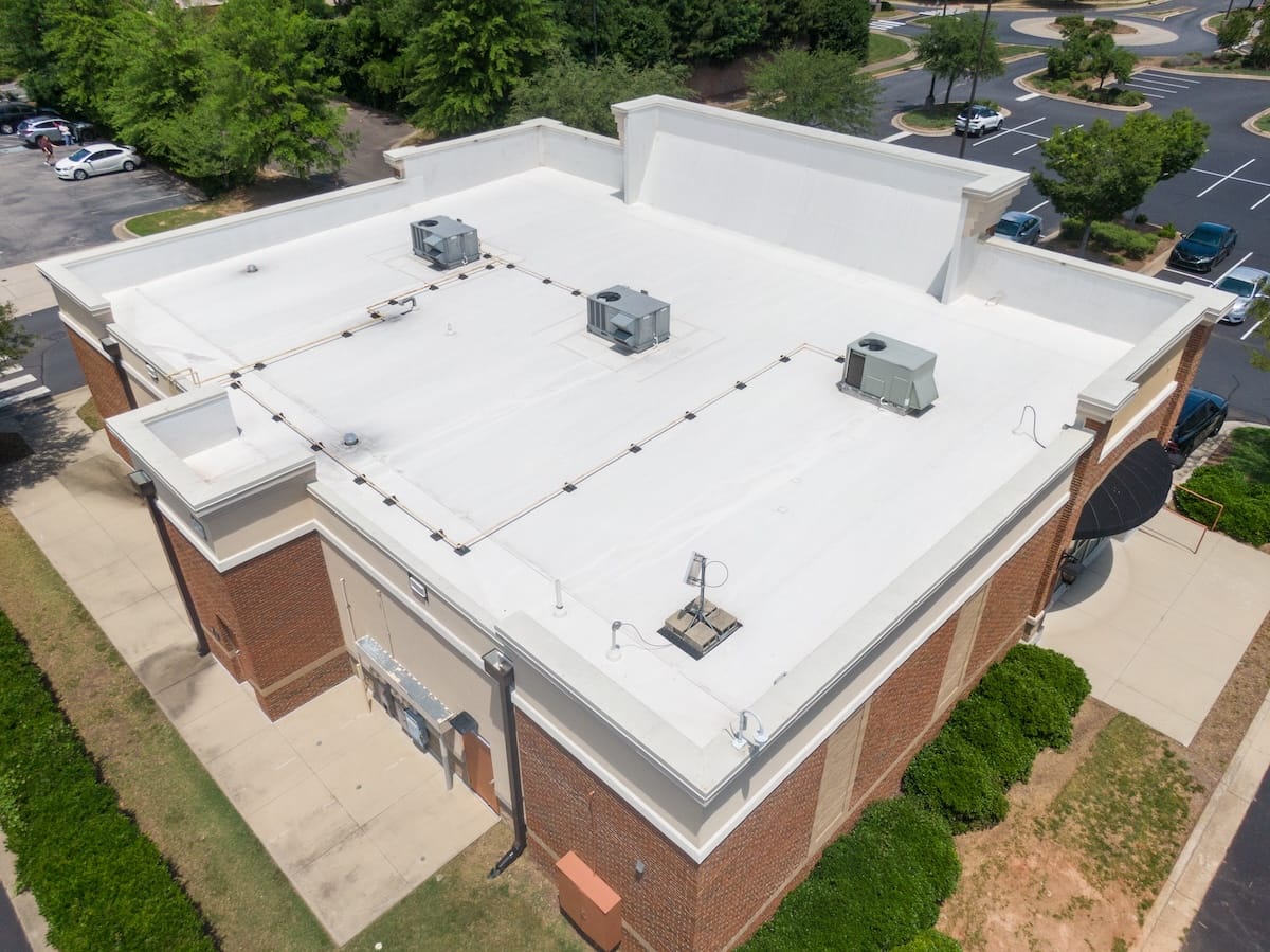 large commercial building white pvc roofing exton pa