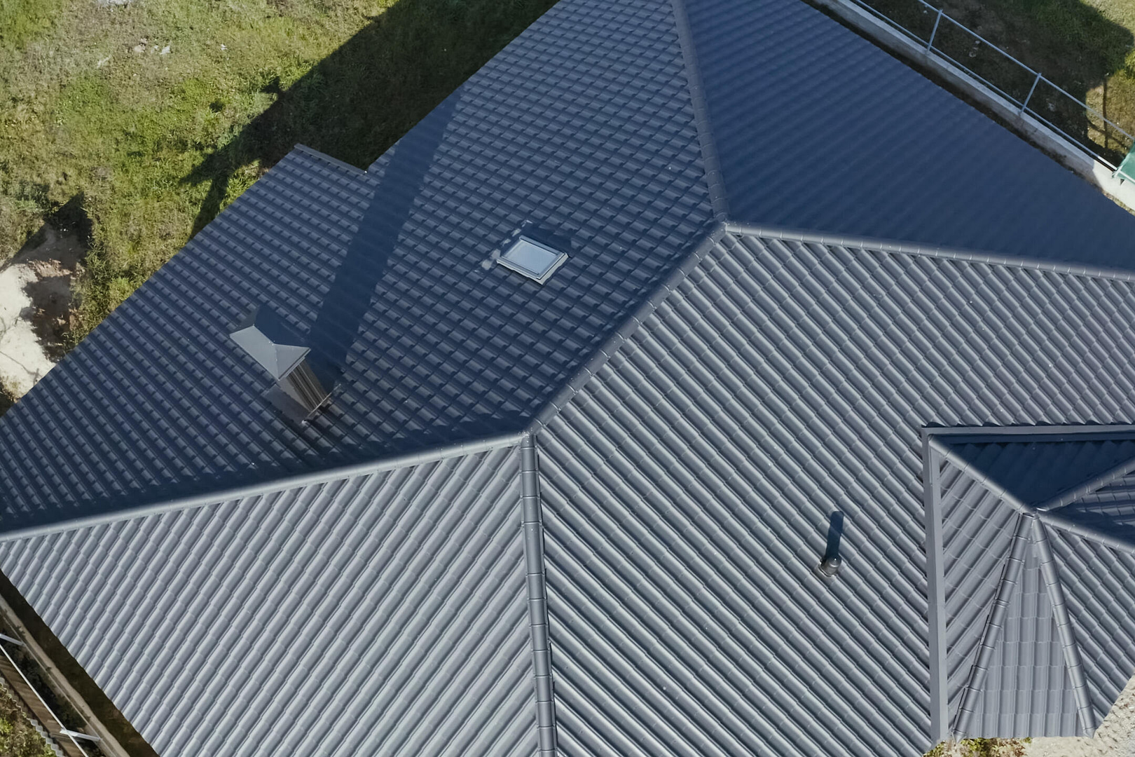 types of metal roofs-aerial view of corrugated metal roof