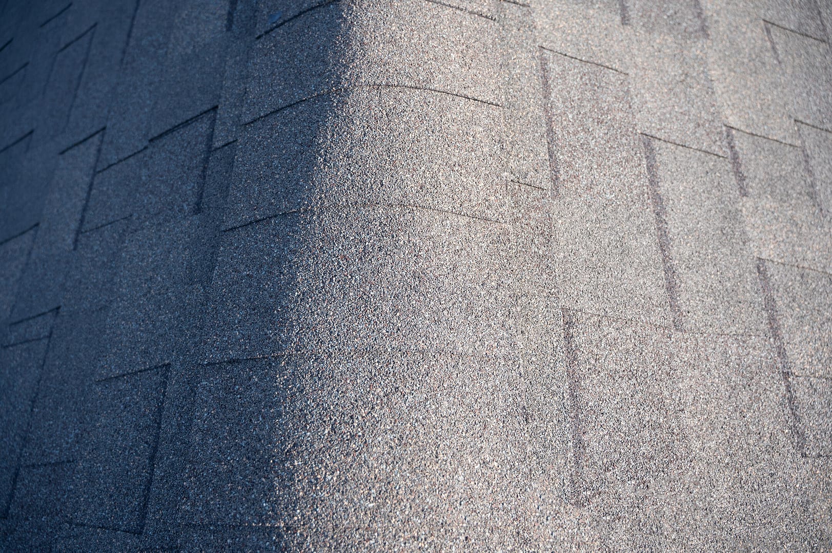 ridge cap shingles-arial view or the ridge cap shingles on a roof