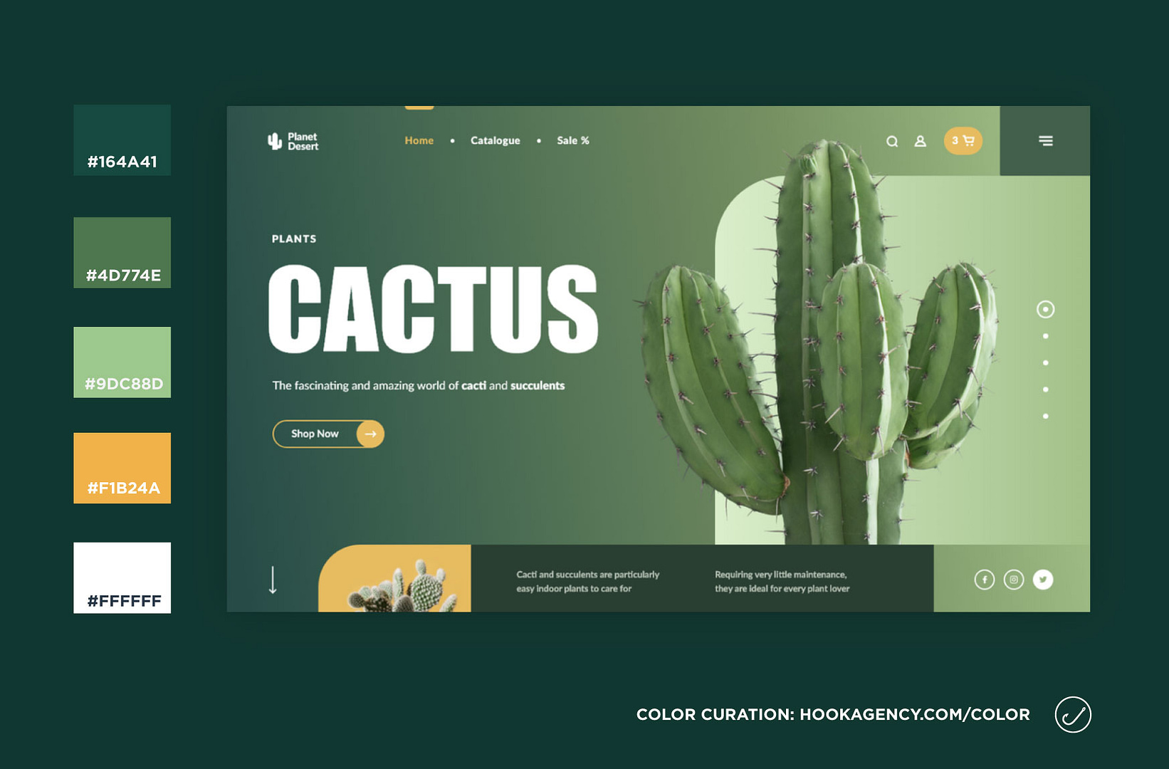 Cactus Greenery Yellow Website Design Color Scheme Inspiration 2021 Current Year 1 