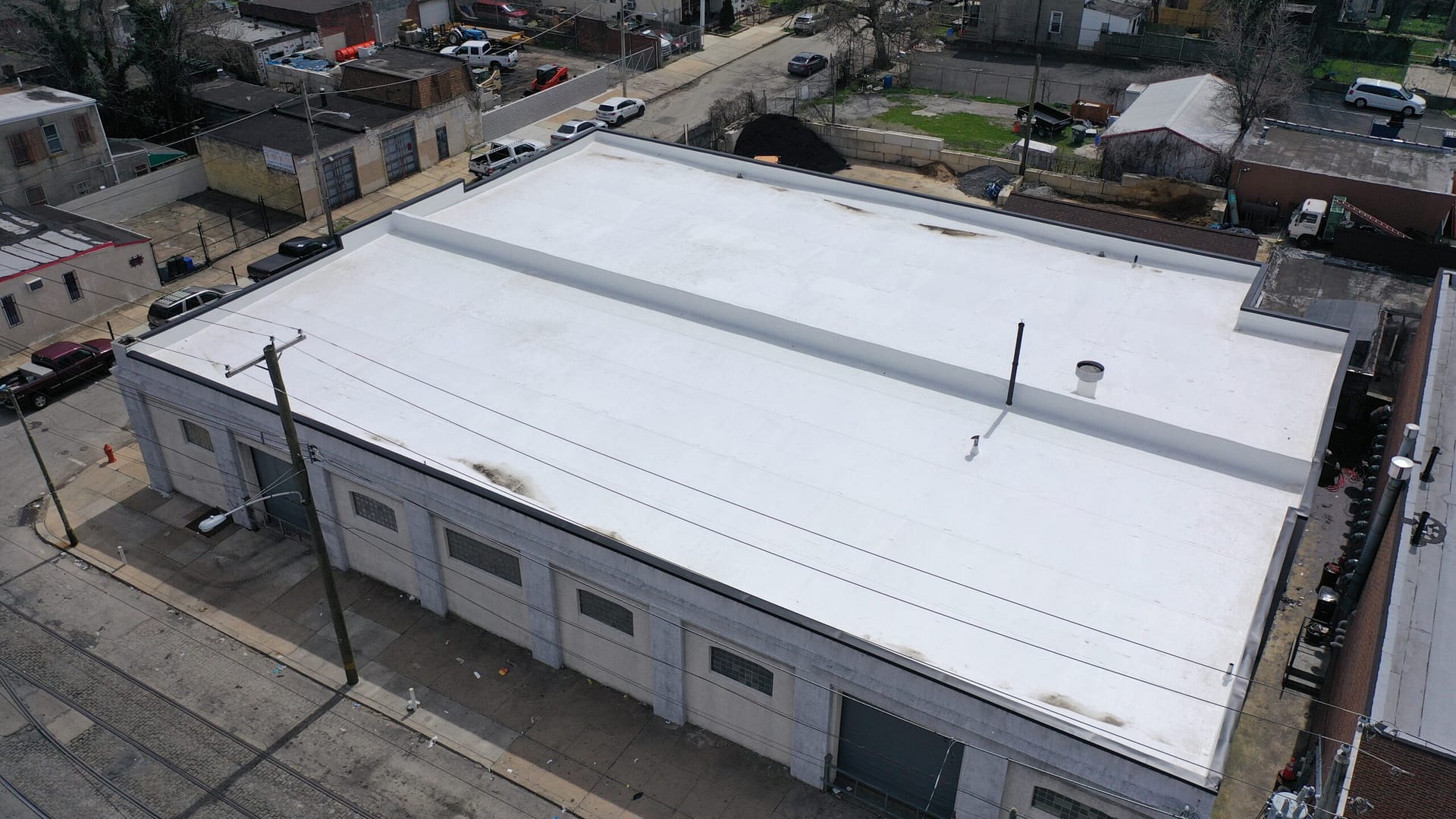 White commercial roof