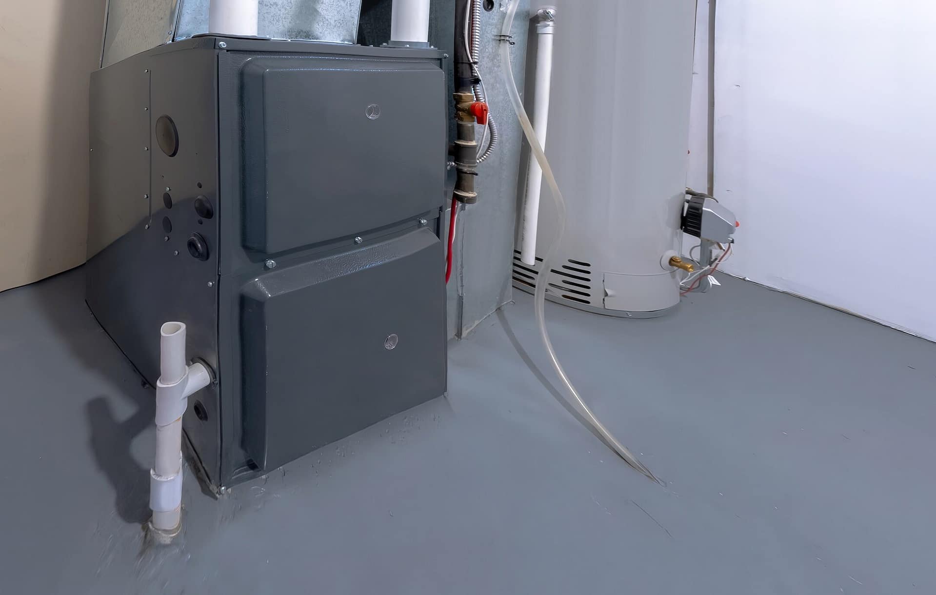 A home high energy efficient furnace in a basement
