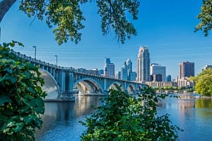 Minneapolis city view city view from the lake in Minneapolis