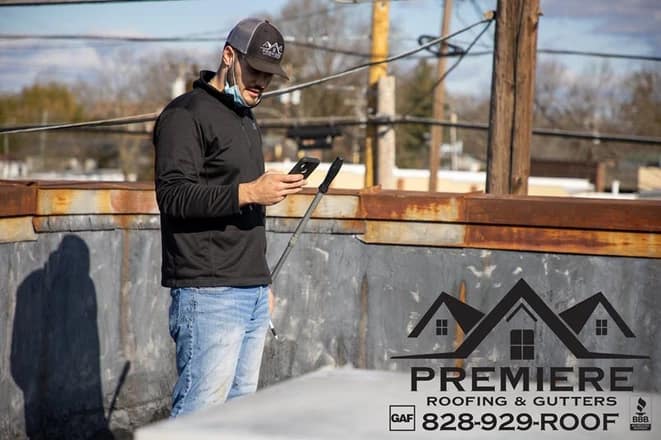Commercial roofing inspection, Premiere Roofing in North Carolina.