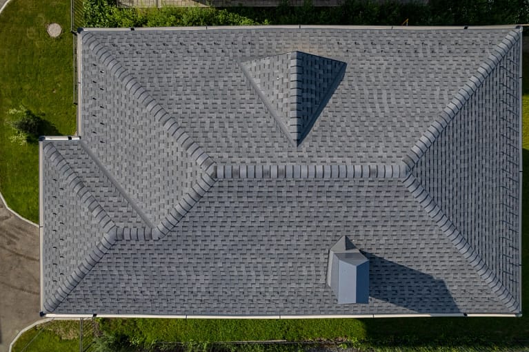 aerial view of shingle roof: class 4 shingles