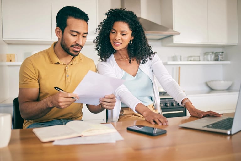 couple with bills