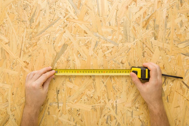 tape measure on roof decking
