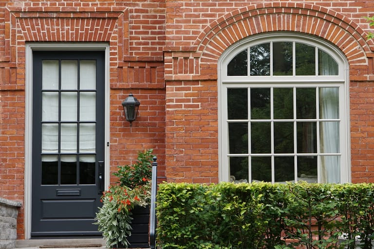 brick house door and window view
