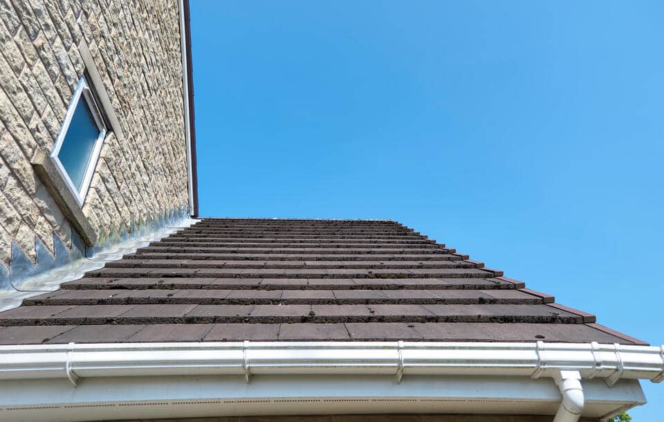 pitched roof-low angle of a pitched roof