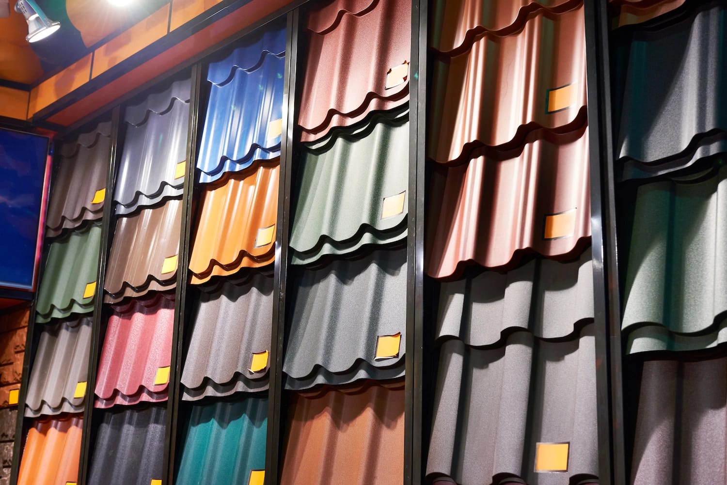 wall of different metal roof colors