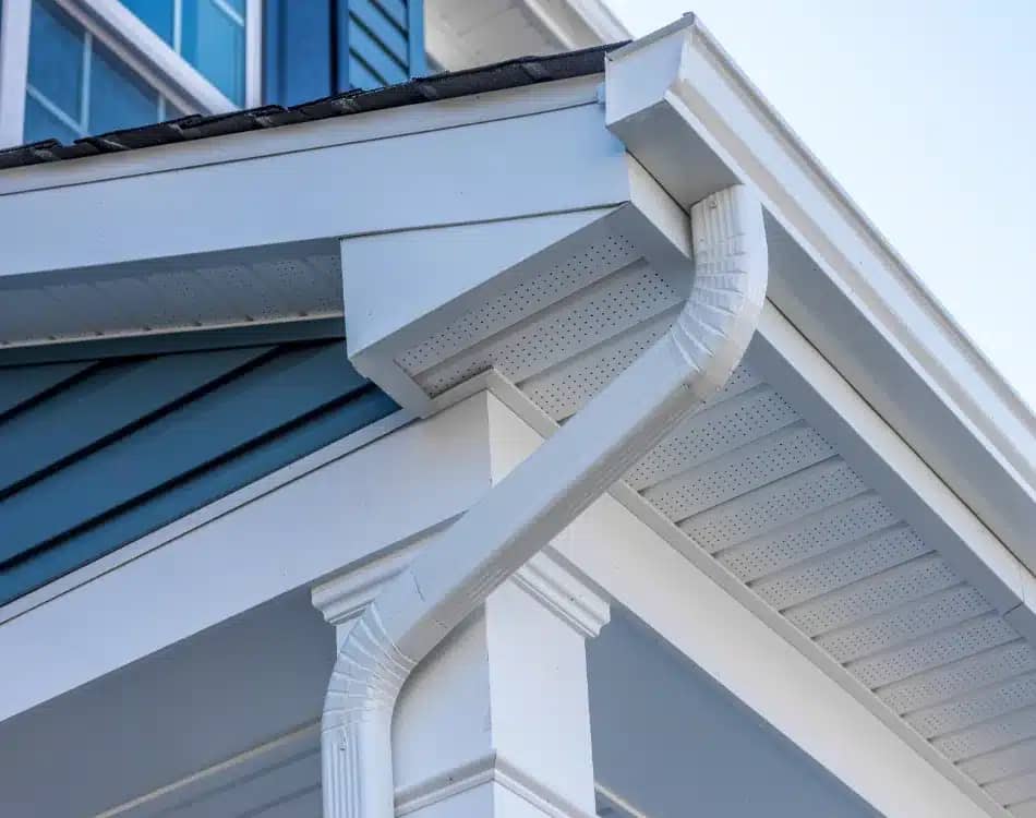 white gutter system on a home