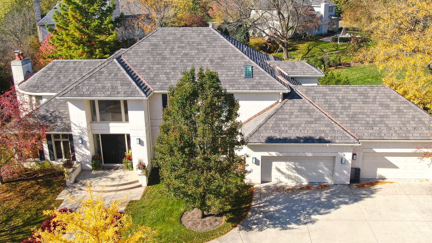 Composite slate roof installation on residential home